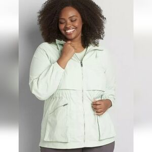 Lane Bryant Green Active Zip Up Jacket With Hood Size 22/24